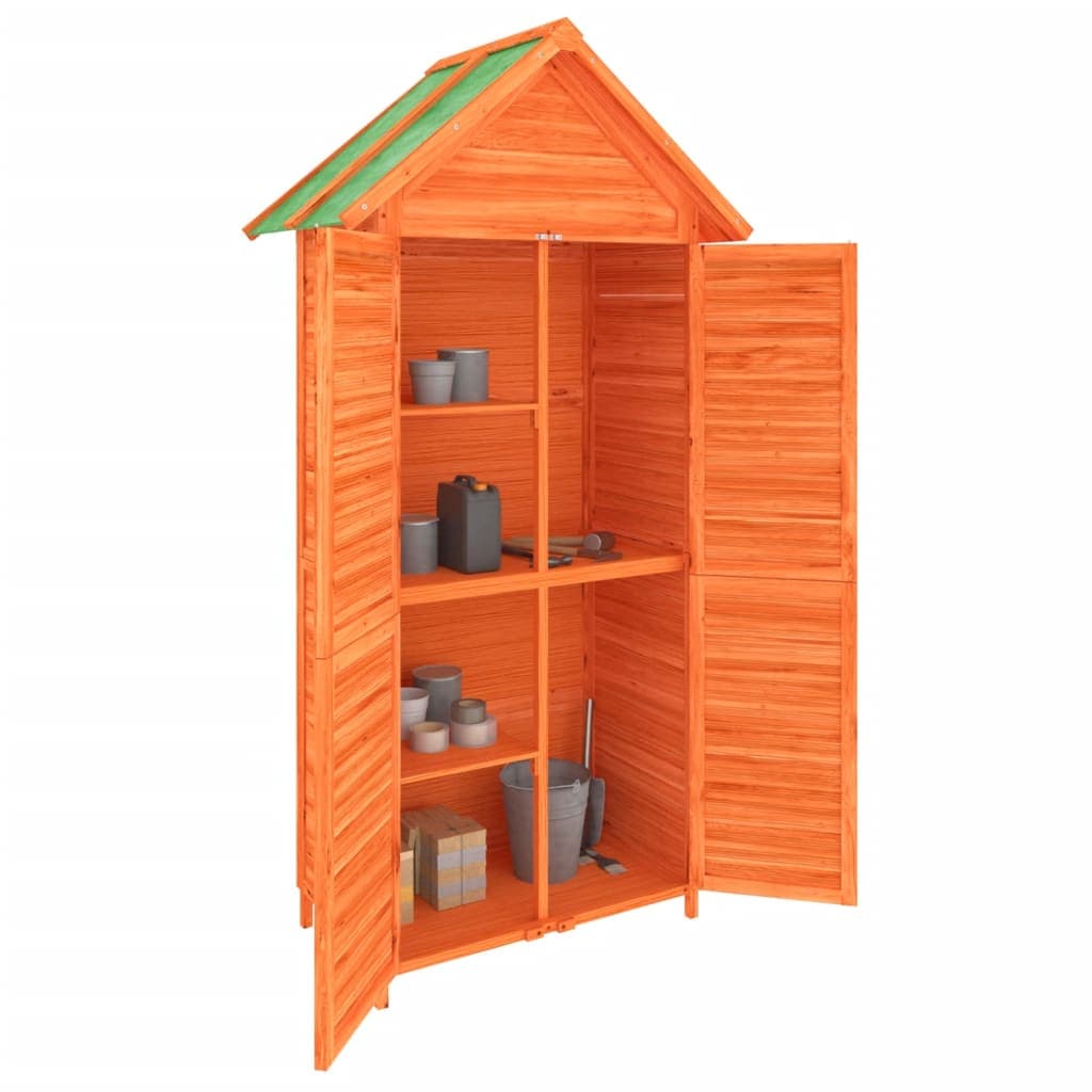Rimessa Porta Attrezzi da Giardino Marrone Legno Tetto Antipioggia 89x52,5x175cm