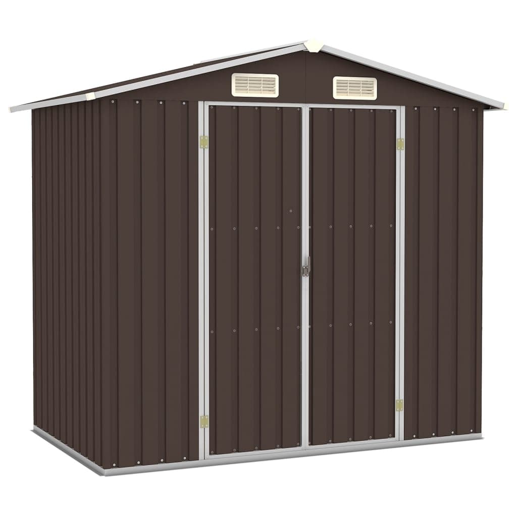 Capanno per Attrezzi da Giardino Marrone Acciaio Design Inclinato 205x129x183 cm