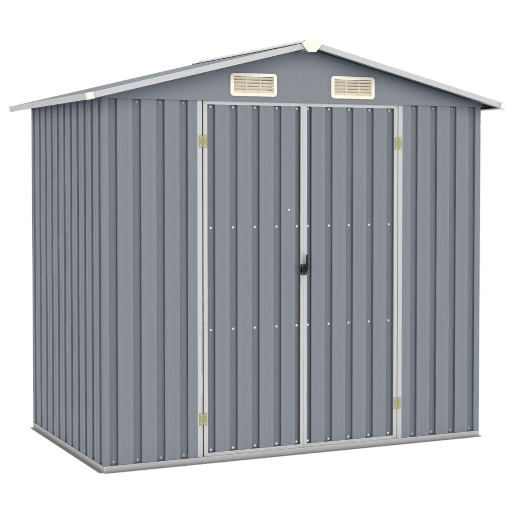 Porta Attrezzi da Giardino Grigio in Acciaio Zincato Resistente 205x129x183cm
