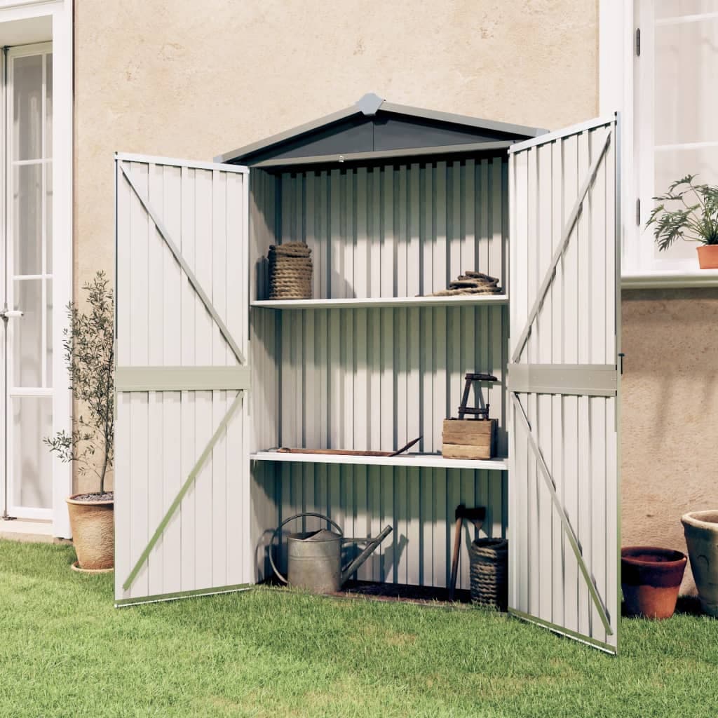 Box Capanno da Giardino Porta Attrezzi  Grigio in Acciaio Zincato 116x45x175 cm