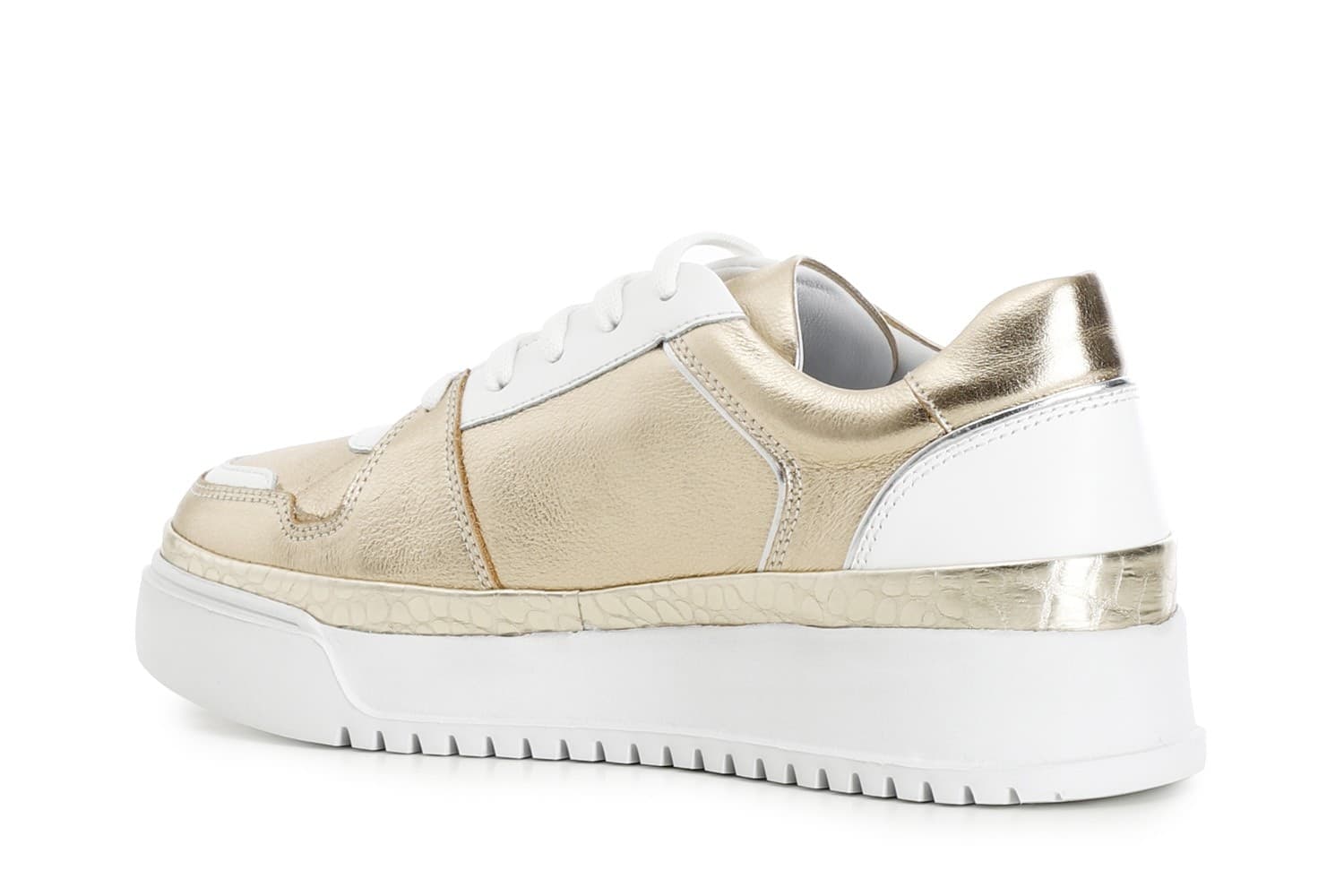 SNEAKERS IN PELLE METALLIZZATA CON LOGOIN RILIEVO in Sneaker casual 3A Moda Mare Sport - Bellaria Igea Marina, commercioVirtuoso.it