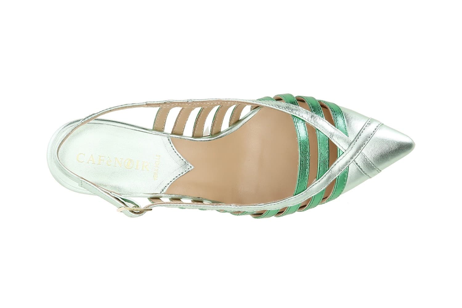 SCARPE GABBIA APERTE DIETRO IN PELLE METALLIZZATA in Sandali moda 3A Moda Mare Sport - Bellaria Igea Marina, commercioVirtuoso.it