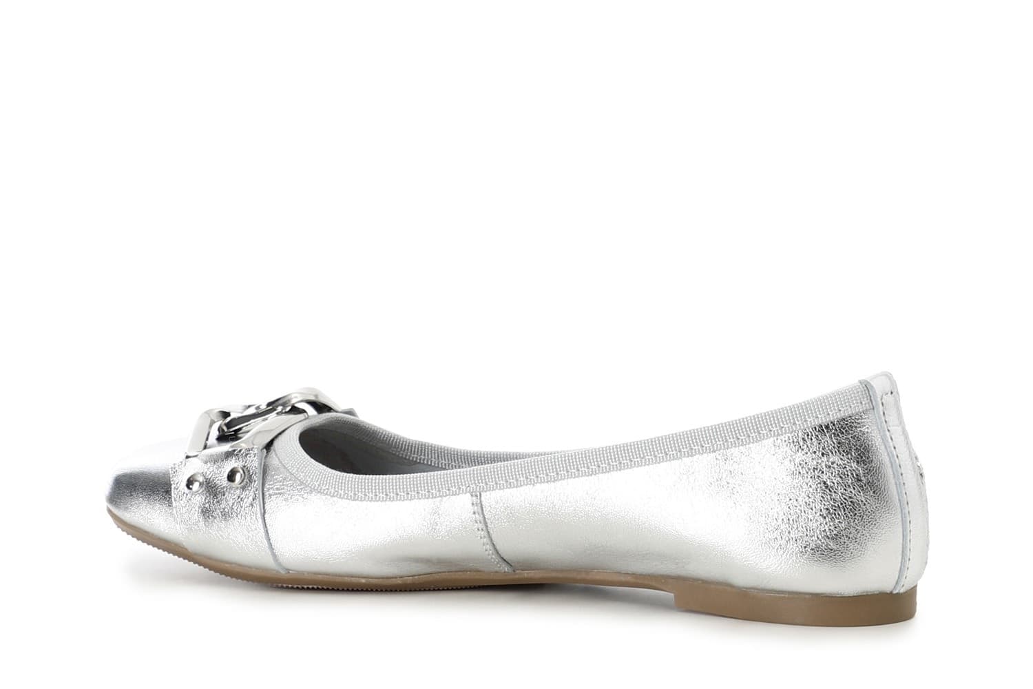 BALLERINA IN PELLE LAMINATA CON CATENA in Ballerine 3A Moda Mare Sport - Bellaria Igea Marina, commercioVirtuoso.it