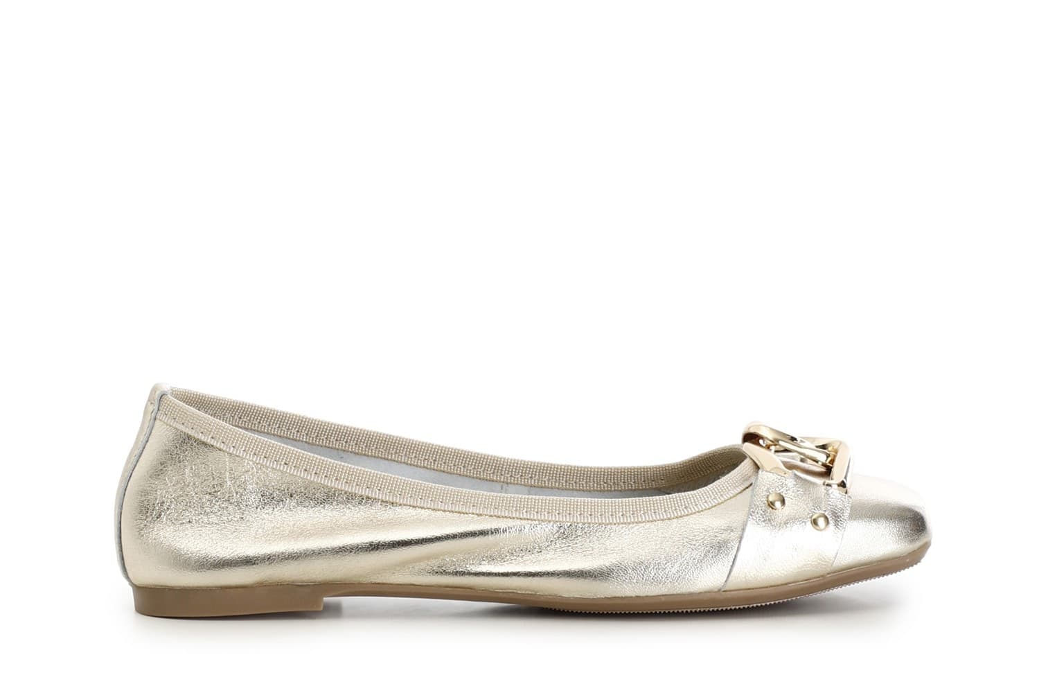 BALLERINA IN PELLE LAMINATA CON CATENA in Ballerine 3A Moda Mare Sport - Bellaria Igea Marina, commercioVirtuoso.it
