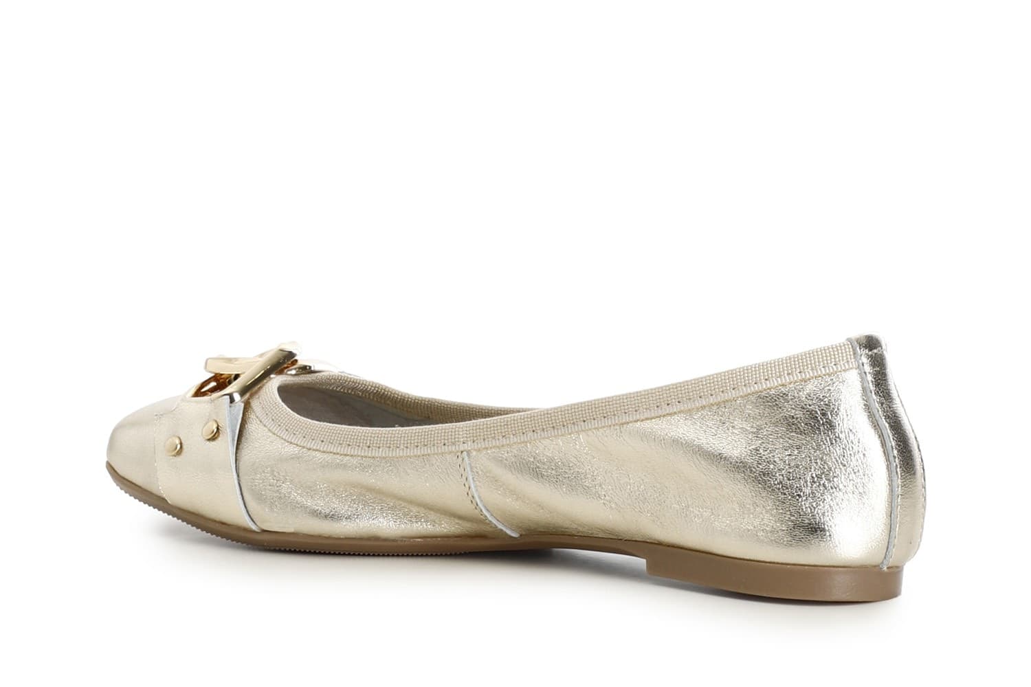 BALLERINA IN PELLE LAMINATA CON CATENA in Ballerine 3A Moda Mare Sport - Bellaria Igea Marina, commercioVirtuoso.it