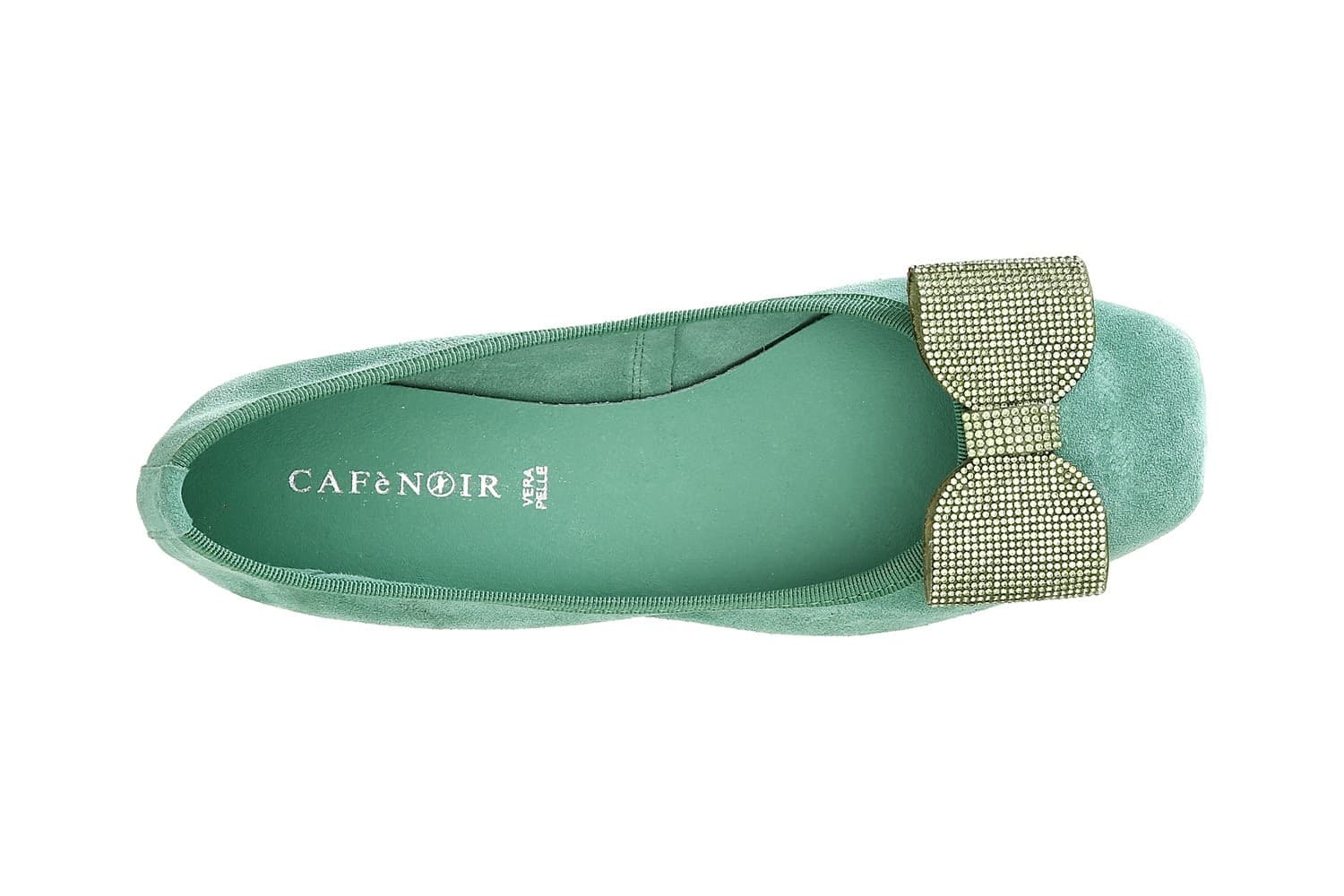 BALLERINA IN PELLE SCAMOSCIATA CON FIOCCO IN MICROSTRASS in Ballerine 3A Moda Mare Sport - Bellaria Igea Marina, commercioVirtuoso.it