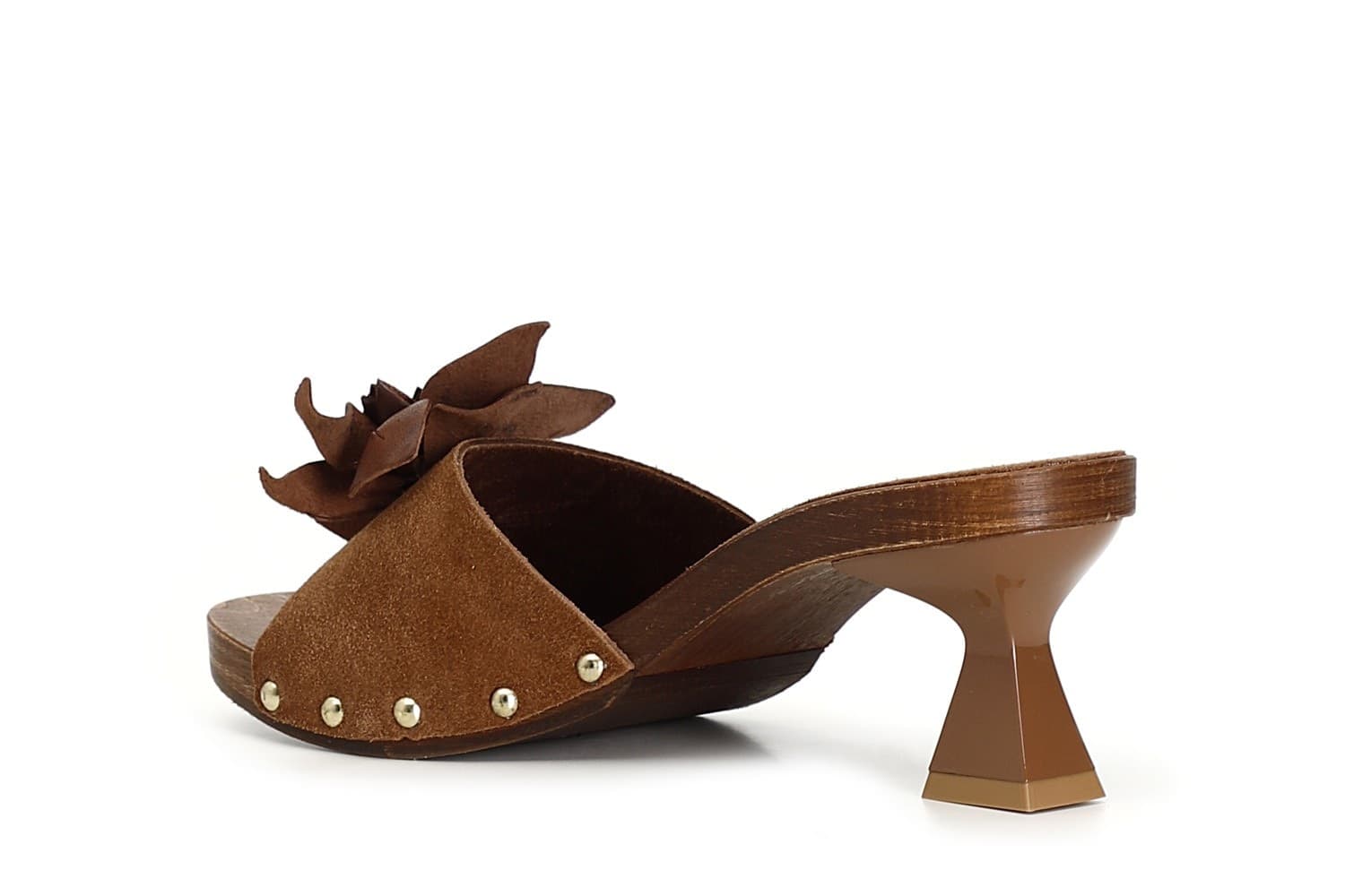 CIABATTA IN PELLE SCAMOSCIATA CON FIORE in Pantofole 3A Moda Mare Sport - Bellaria Igea Marina, commercioVirtuoso.it
