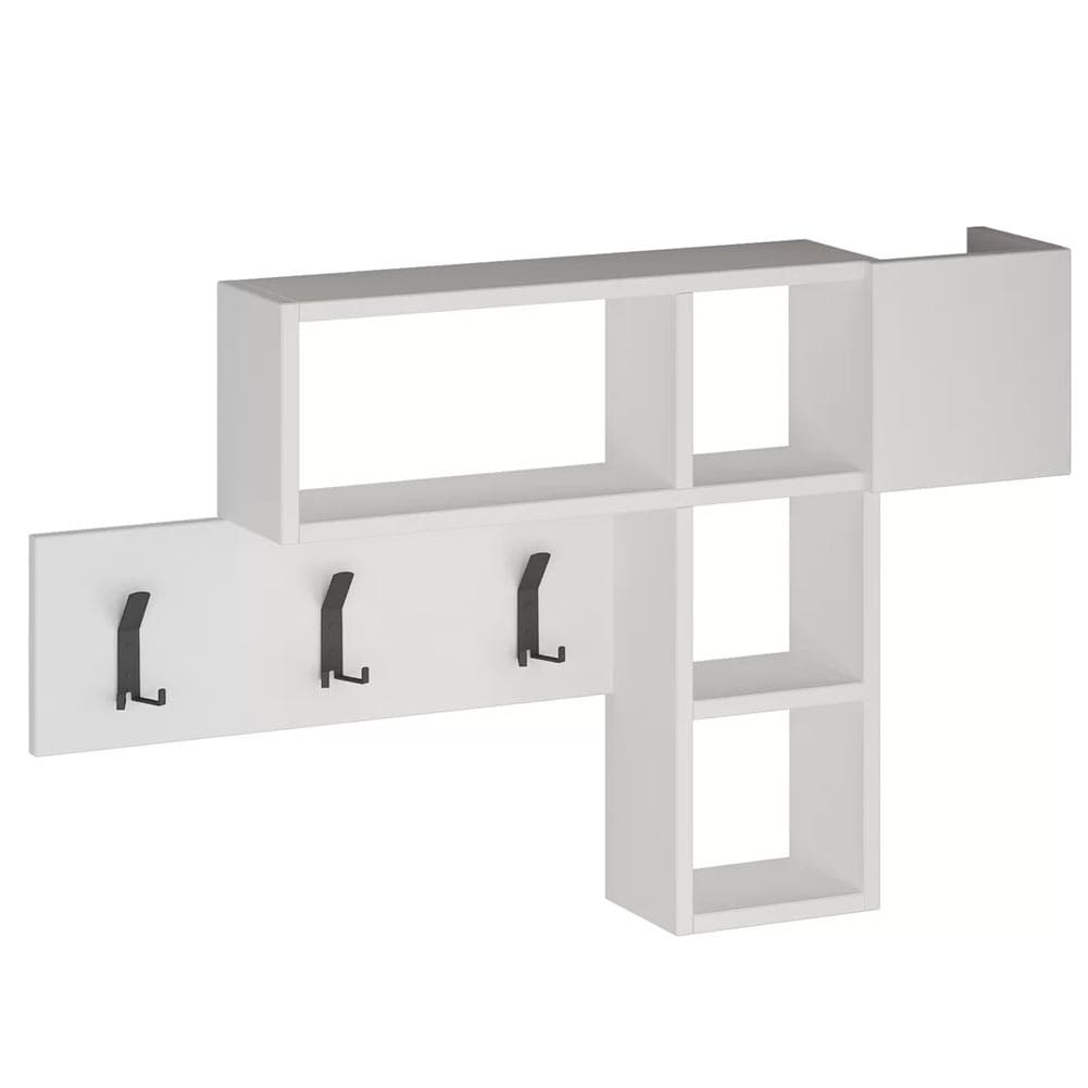 Appendiabiti Attaccapanni da Parete in Legno 9 Ganci e Mensole Bianco in Appendiabiti a parete Danyx - Casoria, commercioVirtuoso.it