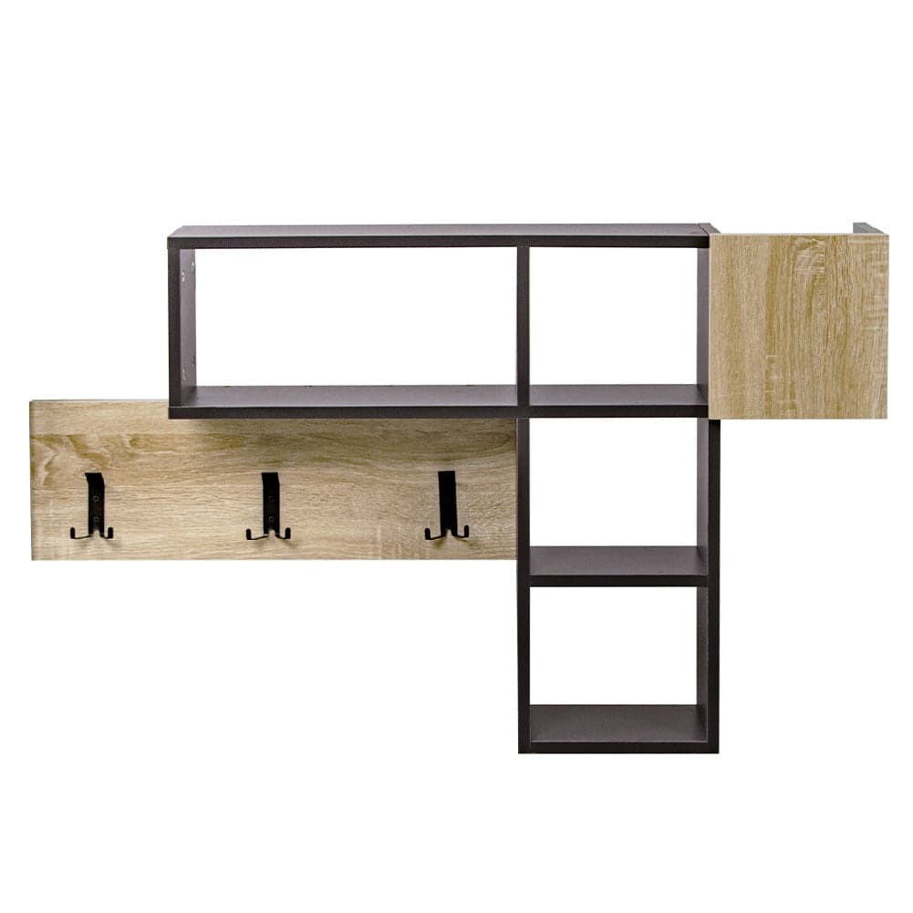Appendiabiti Attaccapanni da Parete in Legno 9 Ganci e Mensole Quercia Grigio in Appendiabiti a parete Danyx - Casoria, commercioVirtuoso.it