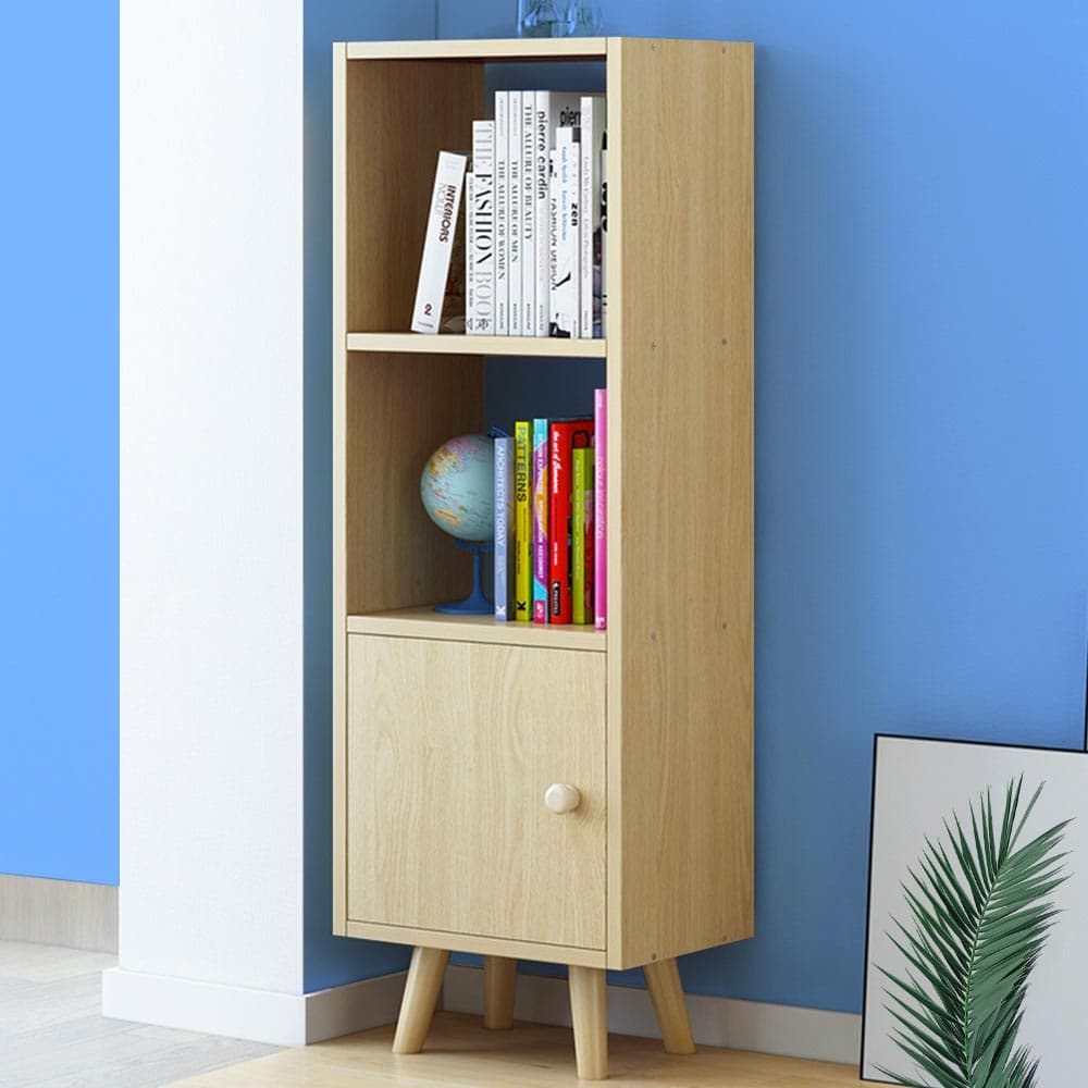 Mobile Libreria 2 Ripiani + Anta Mobiletto Legno Design Moderno Quercia H132cm in Librerie Danyx - Casoria, commercioVirtuoso.it