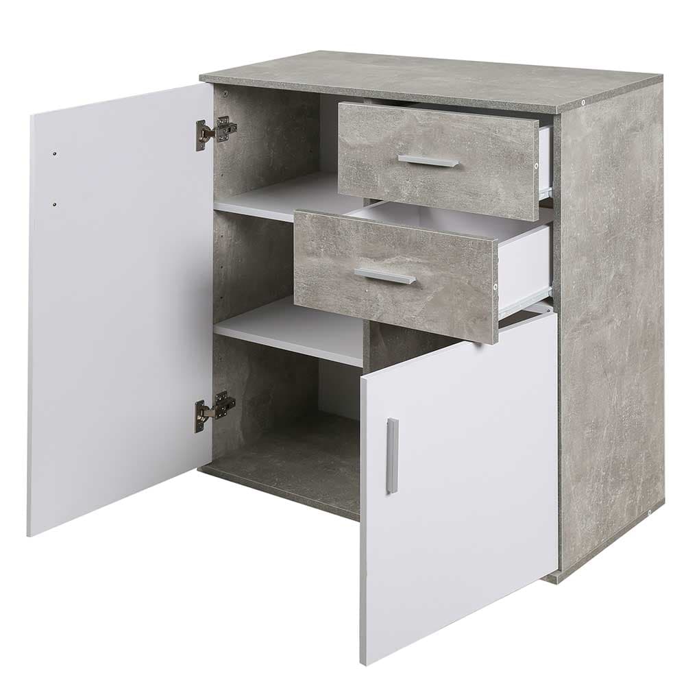 Mobile Cassettiera Moderna 2 Porte 2 Cassetti Design Minimal Bianco Grigio 82cm in Comò e cassettiere Danyx - Casoria, commercioVirtuoso.it