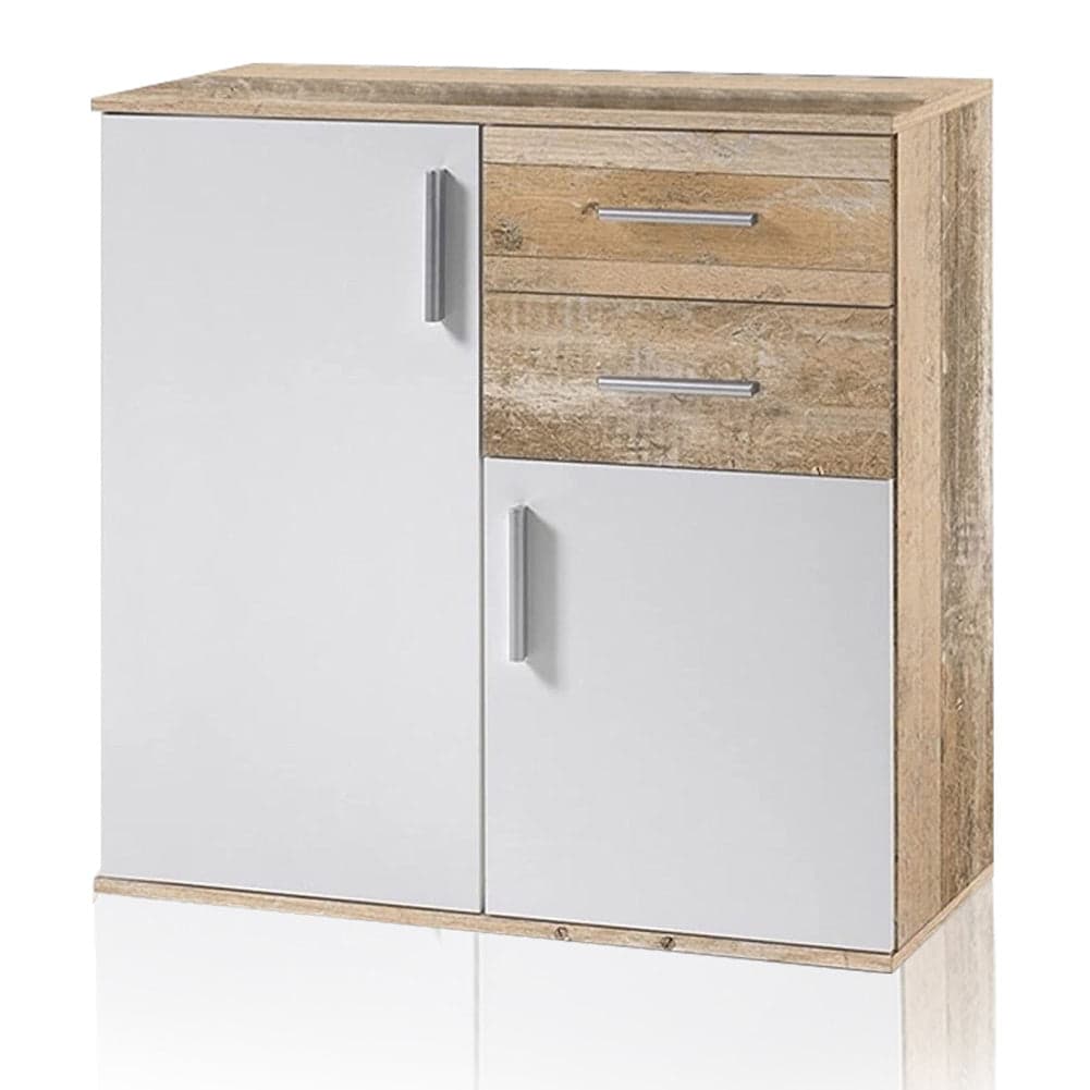 Mobile Cassettiera Moderna 2 Porte 2 Cassetti Design Minimal Bianco Quercia 82cm in Comò e cassettiere Danyx - Casoria, commercioVirtuoso.it