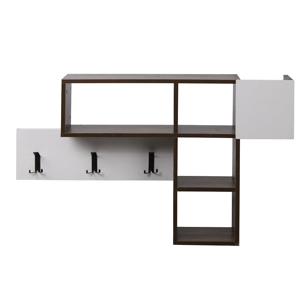 Appendiabiti Attaccapanni da Parete in Legno 9 Ganci e Mensole Bianco Marrone in Appendiabiti a parete Danyx - Casoria, commercioVirtuoso.it