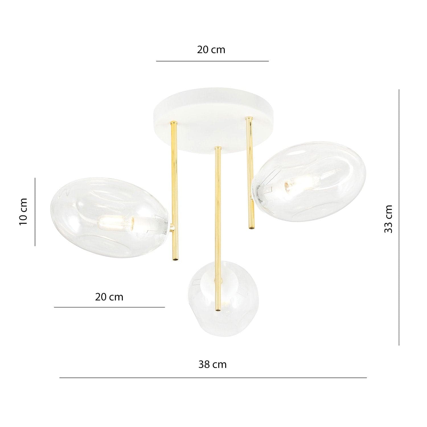 Plafoniera Contemporanea Argo 3 Luci In Acciaio Bianco E Diffusori Vetro E Oro in Plafoniere LuceArt - Montecorvino Pugliano, commercioVirtuoso.it