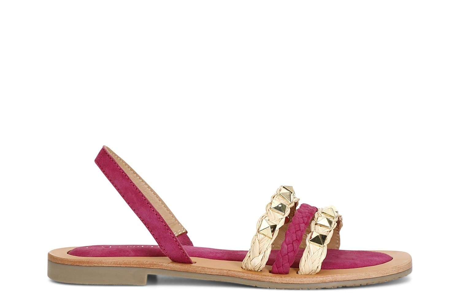 SANDALO IN PELLE SCAMOSCIATA E RAFFIA CON BORCHIE in Sandali moda 3A Moda Mare Sport - Bellaria Igea Marina, commercioVirtuoso.it