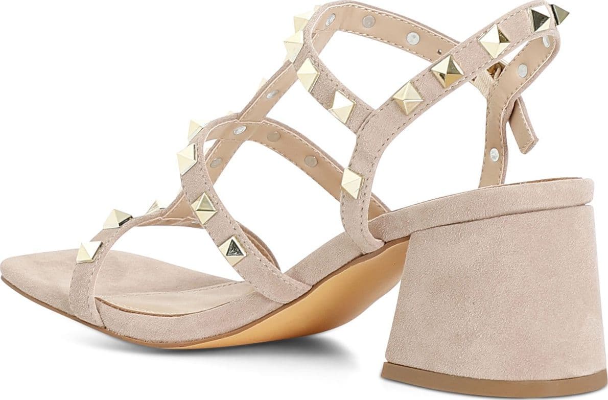 SANDALO IN PELLE SCAMOSCIATA CON BORCHIE in Scarpe col tacco 3A Moda Mare Sport - Bellaria Igea Marina, commercioVirtuoso.it