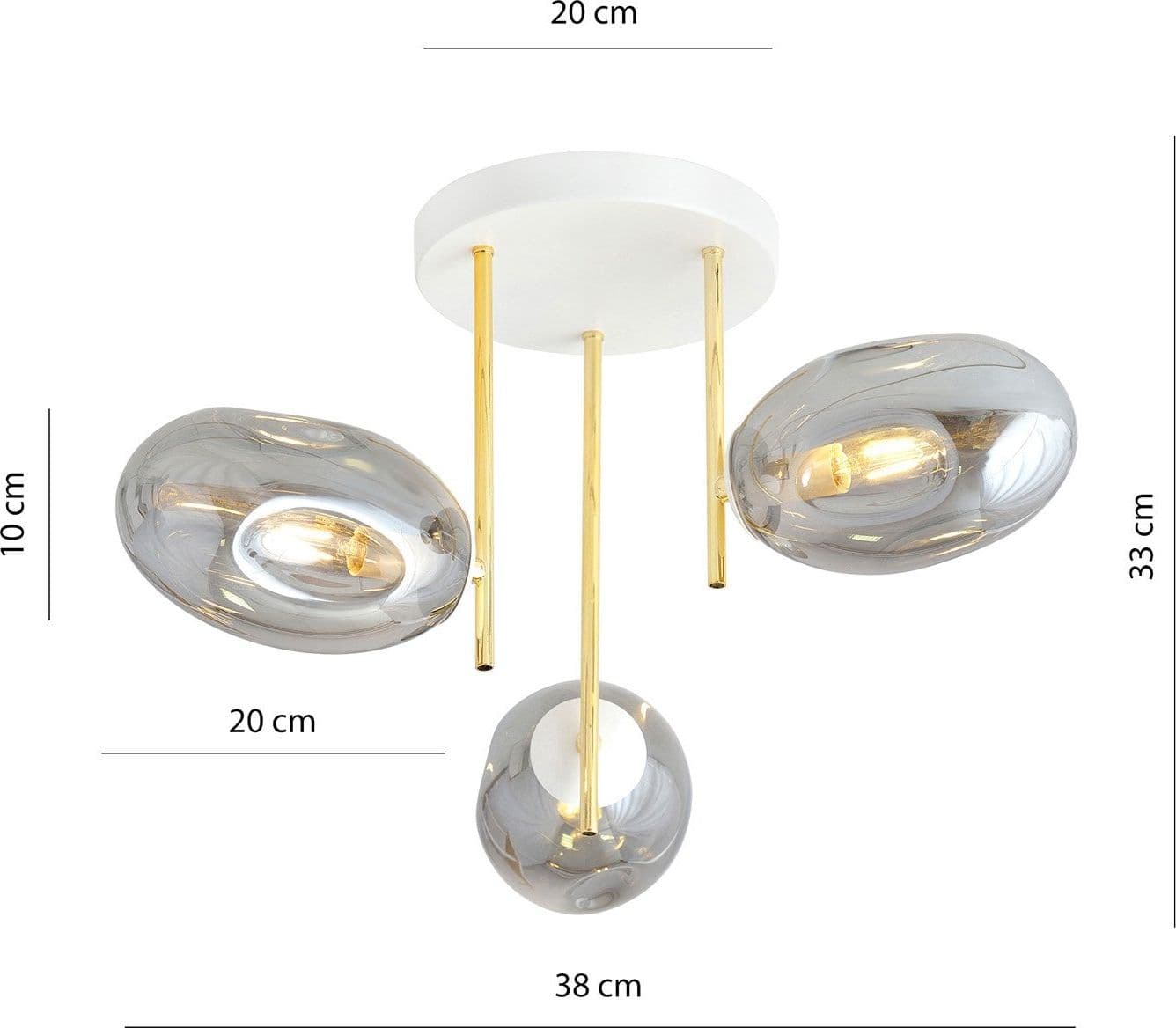 Plafoniera Contemporanea Argo 3 Luci In Acciaio Bianco Oro E Vetro Fumè in Plafoniere LuceArt - Montecorvino Pugliano, commercioVirtuoso.it