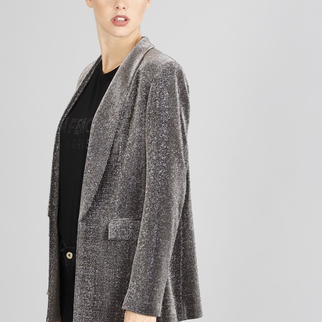 GIACCA COLLO SCIALLATO TESSUTO LUREX in Giacche da abito e blazer 3A Moda Mare Sport - Bellaria Igea Marina, commercioVirtuoso.it