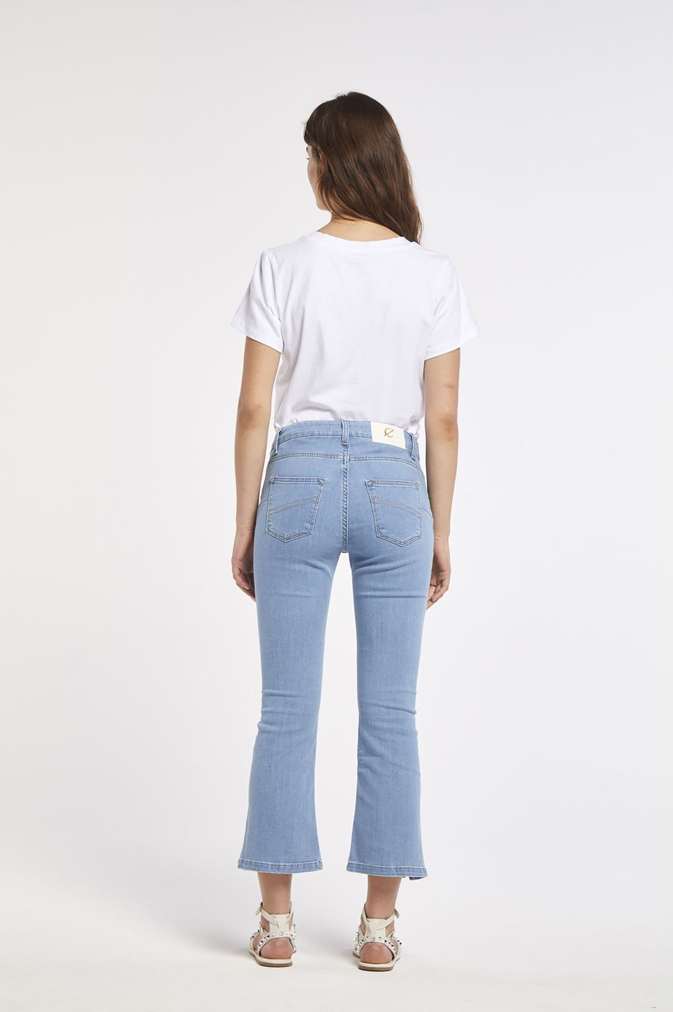 PANTALONE CROPPED FLARE CON BOTTONI A VISTA in Pantaloni 3A Moda Mare Sport - Bellaria Igea Marina, commercioVirtuoso.it