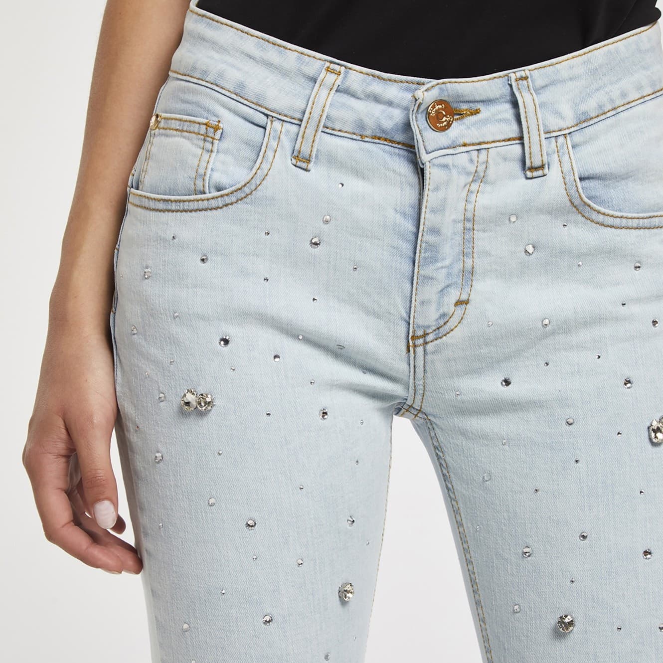 PANTALONE SKINNY CON STRAS in Jeans 3A Moda Mare Sport - Bellaria Igea Marina, commercioVirtuoso.it