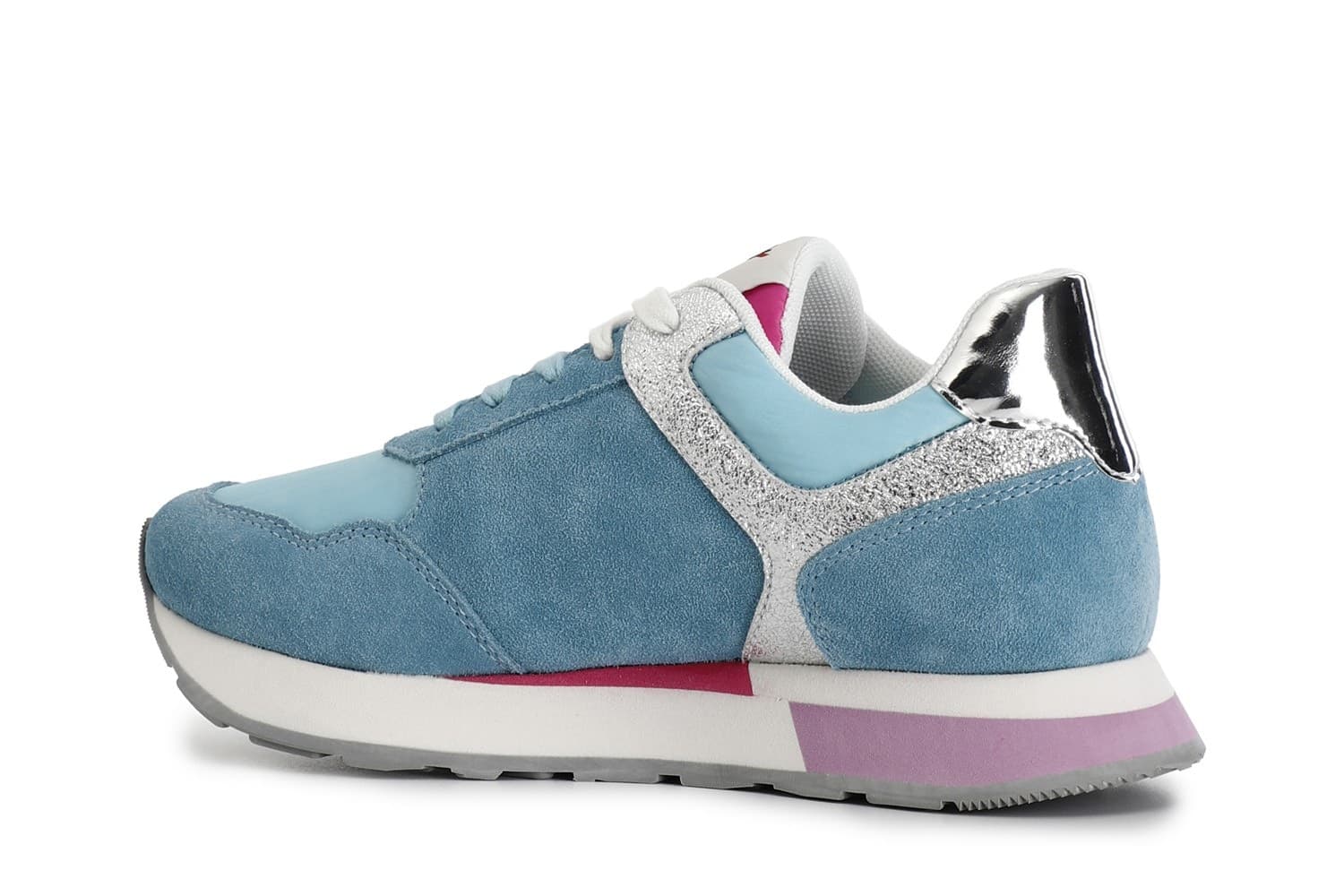 SNEAKERS IN PELLE SCAMOSCIATA E TESSUTOCON RIPORTI GLITTER in Sneaker casual 3A Moda Mare Sport - Bellaria Igea Marina, commercioVirtuoso.it