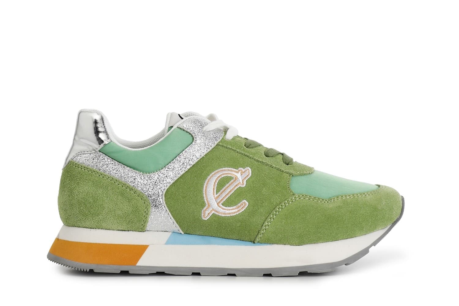SNEAKERS IN PELLE SCAMOSCIATA E TESSUTOCON RIPORTI GLITTER in Sneaker casual 3A Moda Mare Sport - Bellaria Igea Marina, commercioVirtuoso.it