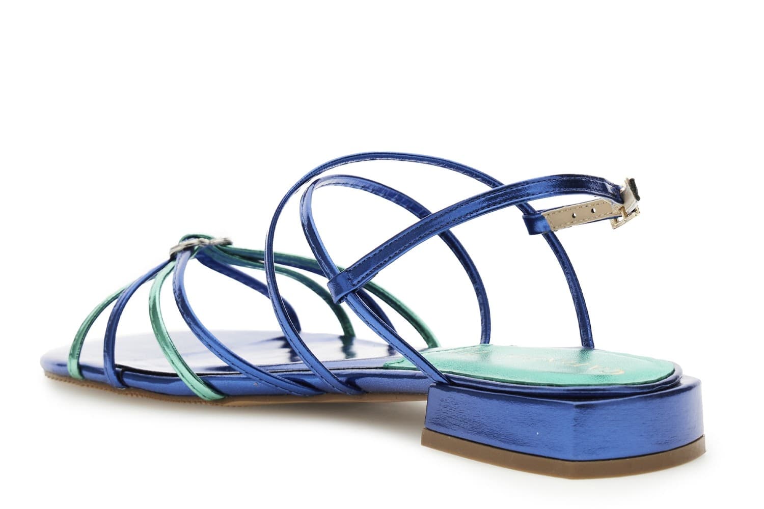 SANDALO LACCINI DOPPIO INCROCIO EFFETTOLAMINATO CON ACCESSORIO in Infradito 3A Moda Mare Sport - Bellaria Igea Marina, commercioVirtuoso.it