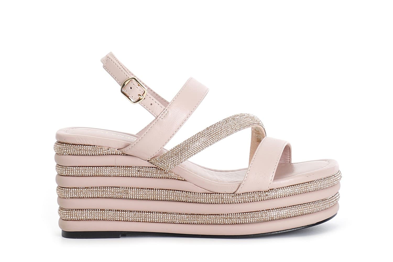 SANDALO ASIMMETRICO STRASS E NAPPA CON ZEPPA RIGHE STRASS in Sandali moda 3A Moda Mare Sport - Bellaria Igea Marina, commercioVirtuoso.it