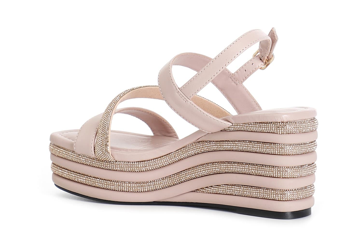 SANDALO ASIMMETRICO STRASS E NAPPA CON ZEPPA RIGHE STRASS in Sandali moda 3A Moda Mare Sport - Bellaria Igea Marina, commercioVirtuoso.it