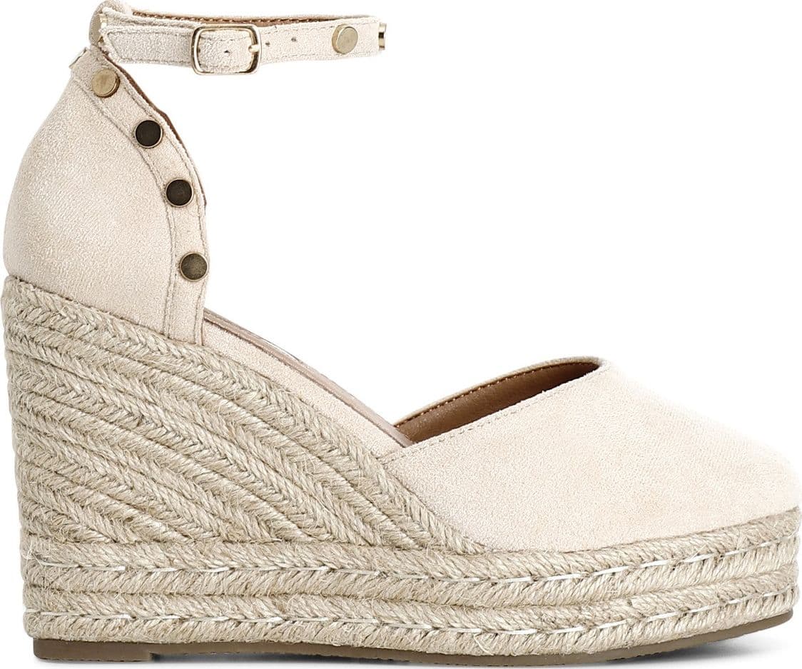 DÉCOLLETÉ IN TESSUTO CON BORCHIE SU ZEPPA CORDA in Supporti per i piedi 3A Moda Mare Sport - Bellaria Igea Marina, commercioVirtuoso.it