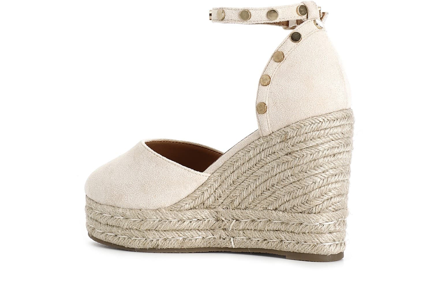 DÉCOLLETÉ IN TESSUTO CON BORCHIE SU ZEPPA CORDA in Supporti per i piedi 3A Moda Mare Sport - Bellaria Igea Marina, commercioVirtuoso.it