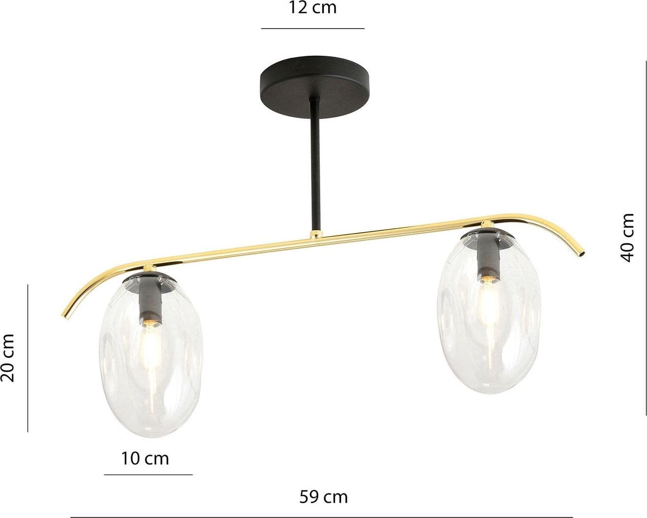 Plafoniera Contemporanea Fines 2 Luci In Acciaio Oro E Vetro Trasparente in Plafoniere LuceArt - Montecorvino Pugliano, commercioVirtuoso.it