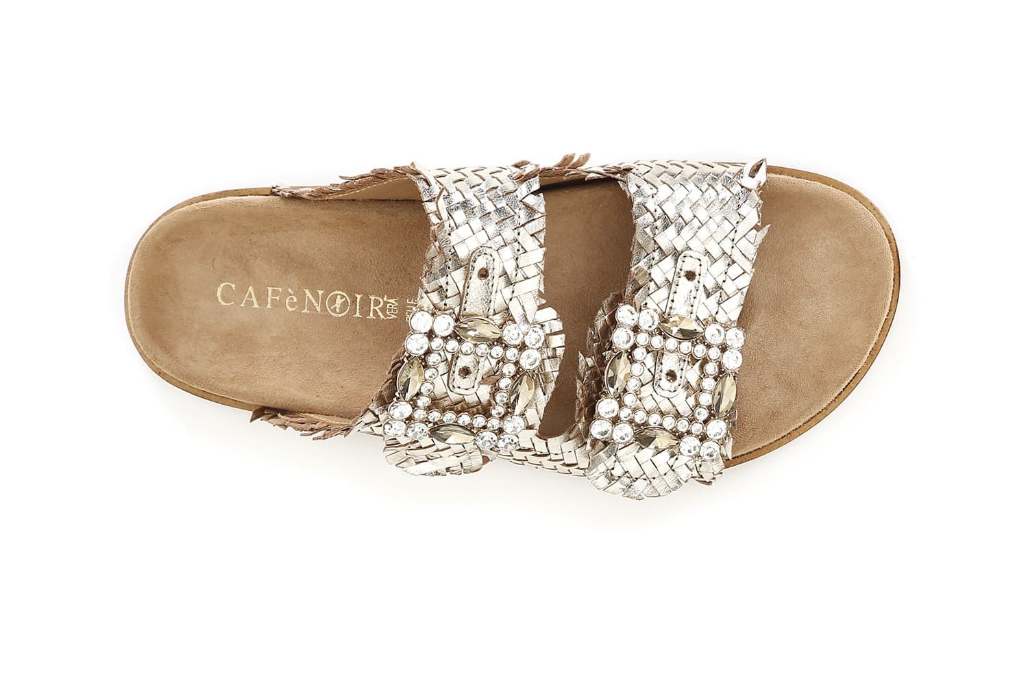 CIABATTA DOPPIA FIBBIA STRASS IN PELLE INTRECCIATA in Ciabatte moda 3A Moda Mare Sport - Bellaria Igea Marina, commercioVirtuoso.it