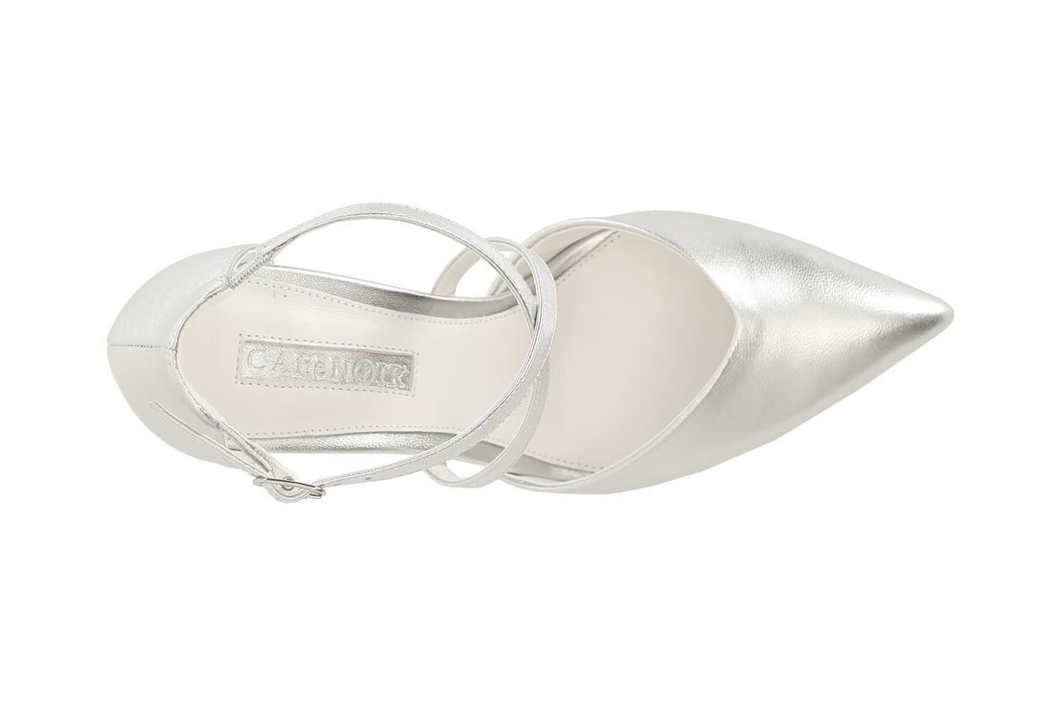 DE'COLLETE' IN PELLE METALLIZZATA CON LACCI INCROCIATI in Scarpe col tacco 3A Moda Mare Sport - Bellaria Igea Marina, commercioVirtuoso.it