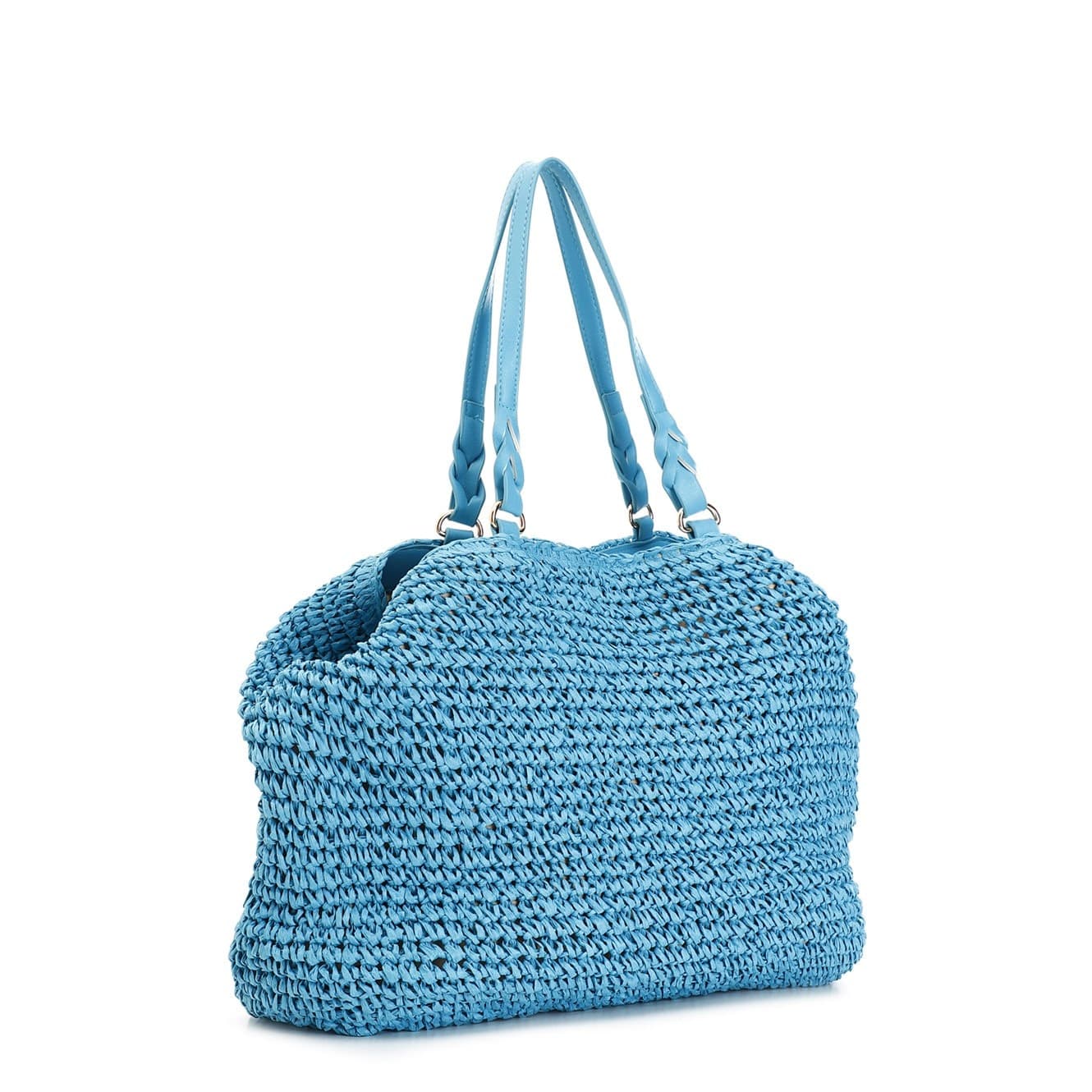 TOTE A LAVORAZIONE CROCHET CON CHARM COLORATO A CUORE CON BORDO IN RAFIA in Borse a tracolla 3A Moda Mare Sport - Bellaria Igea Marina, commercioVirtuoso.it