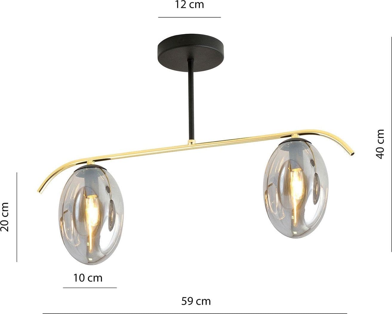 Plafoniera Contemporanea Fines 2 Luci In Acciaio Oro E Vetro Fumè in Plafoniere LuceArt - Montecorvino Pugliano, commercioVirtuoso.it