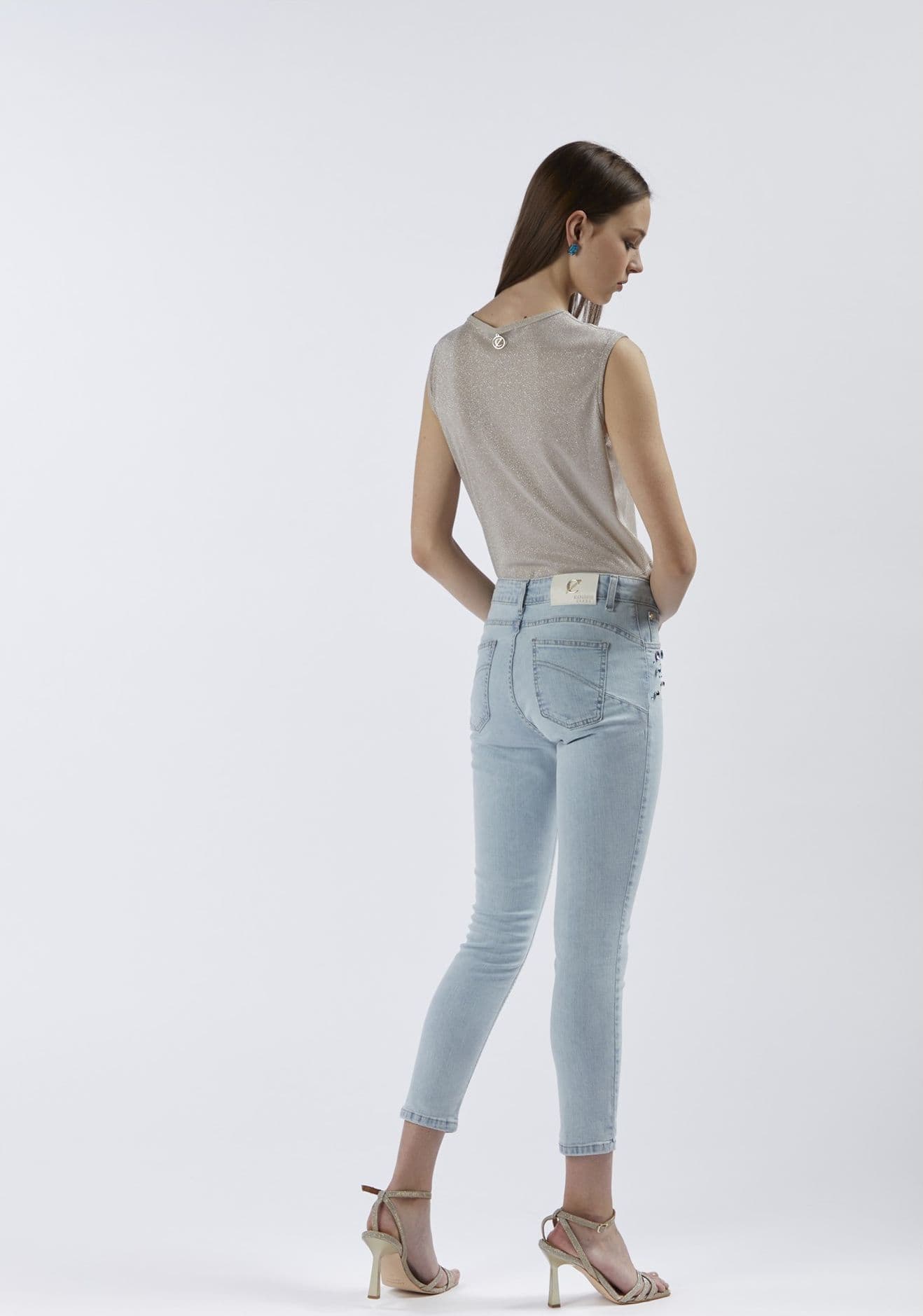 PANTALONE JEANS SKINNY CON CASTONI MULTICOLOR in  3A Moda Mare Sport - Bellaria Igea Marina, commercioVirtuoso.it