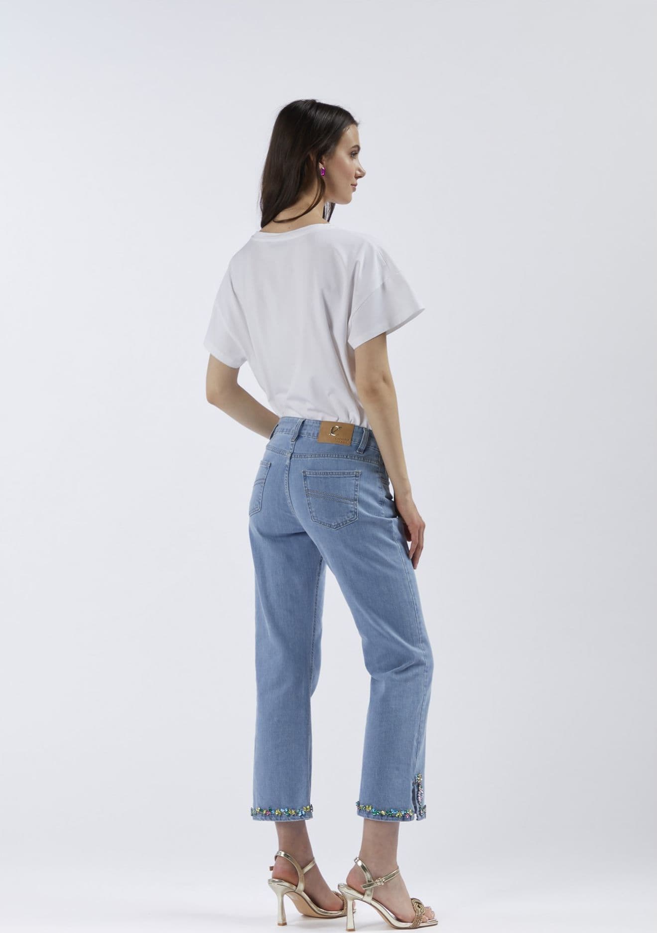 PANTALONE BOOT CUT CON RICAMO AL FONDO in Leggings 3A Moda Mare Sport - Bellaria Igea Marina, commercioVirtuoso.it