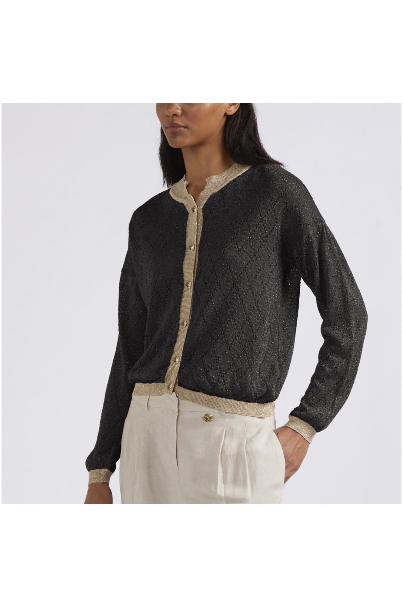 CARDIGAN GIROCOLLO CON LUREX MOTIVO TRAFORO in Felpe senza cappuccio 3A Moda Mare Sport - Bellaria Igea Marina, commercioVirtuoso.it