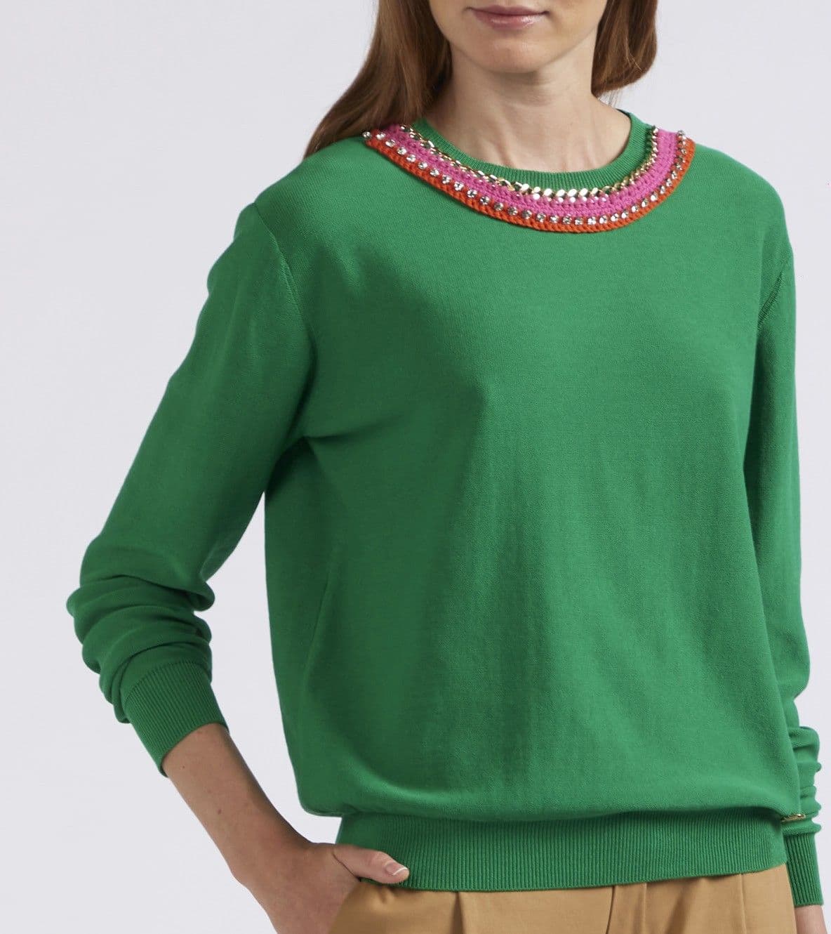 MAGLIA CON PASSAMANERIA ALLO SCOLLO in Bluse e camicie 3A Moda Mare Sport - Bellaria Igea Marina, commercioVirtuoso.it