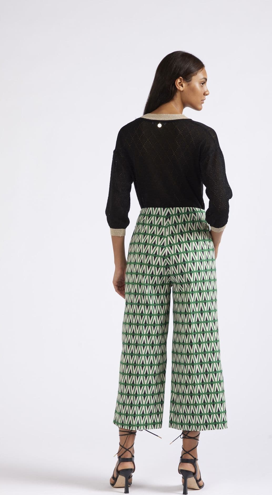 PANTALONE PALAZZO CROPPED IN POPELINE STAMPATO in Pantaloni 3A Moda Mare Sport - Bellaria Igea Marina, commercioVirtuoso.it