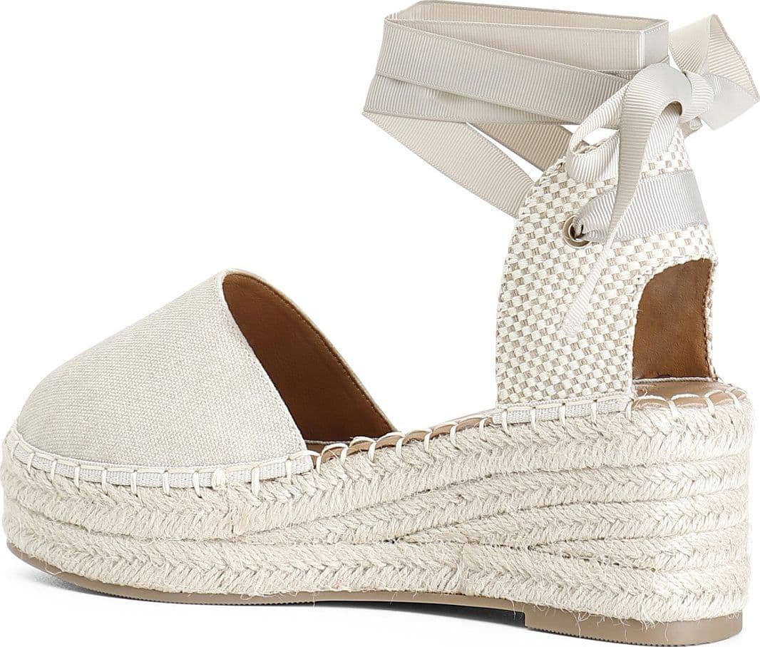 DÉCOLLETÉ IN CANVAS CON ALLACCIATURA ALLA SCHIAVA in Scarpe col tacco 3A Moda Mare Sport - Bellaria Igea Marina, commercioVirtuoso.it