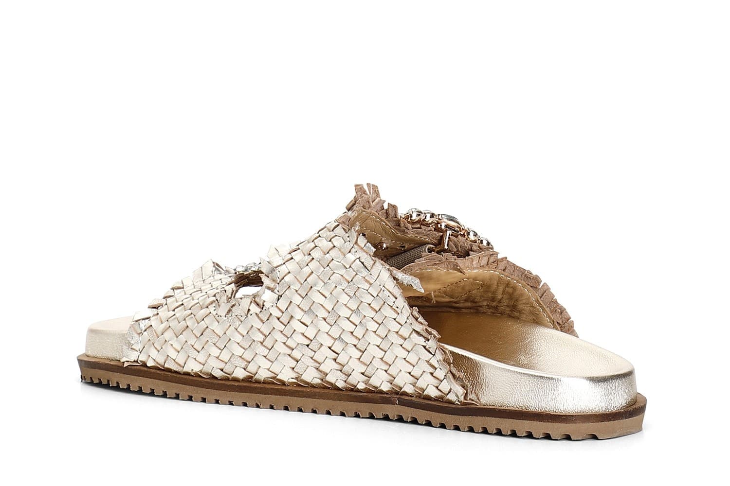 CIABATTA INTRECCIATA IN PELLE CON DOPPIA FIBBIA GIOIELLO in Ciabatte moda 3A Moda Mare Sport - Bellaria Igea Marina, commercioVirtuoso.it
