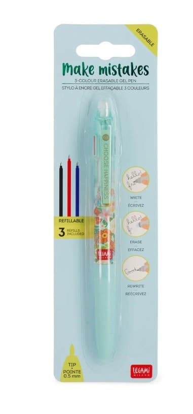 Legami, Penna Gel cancellabile 3 Colori Ricaricabile, Tema Flowers in Penne roller a inchiostro gel Cartospedia - Napoli, commercioVirtuoso.it
