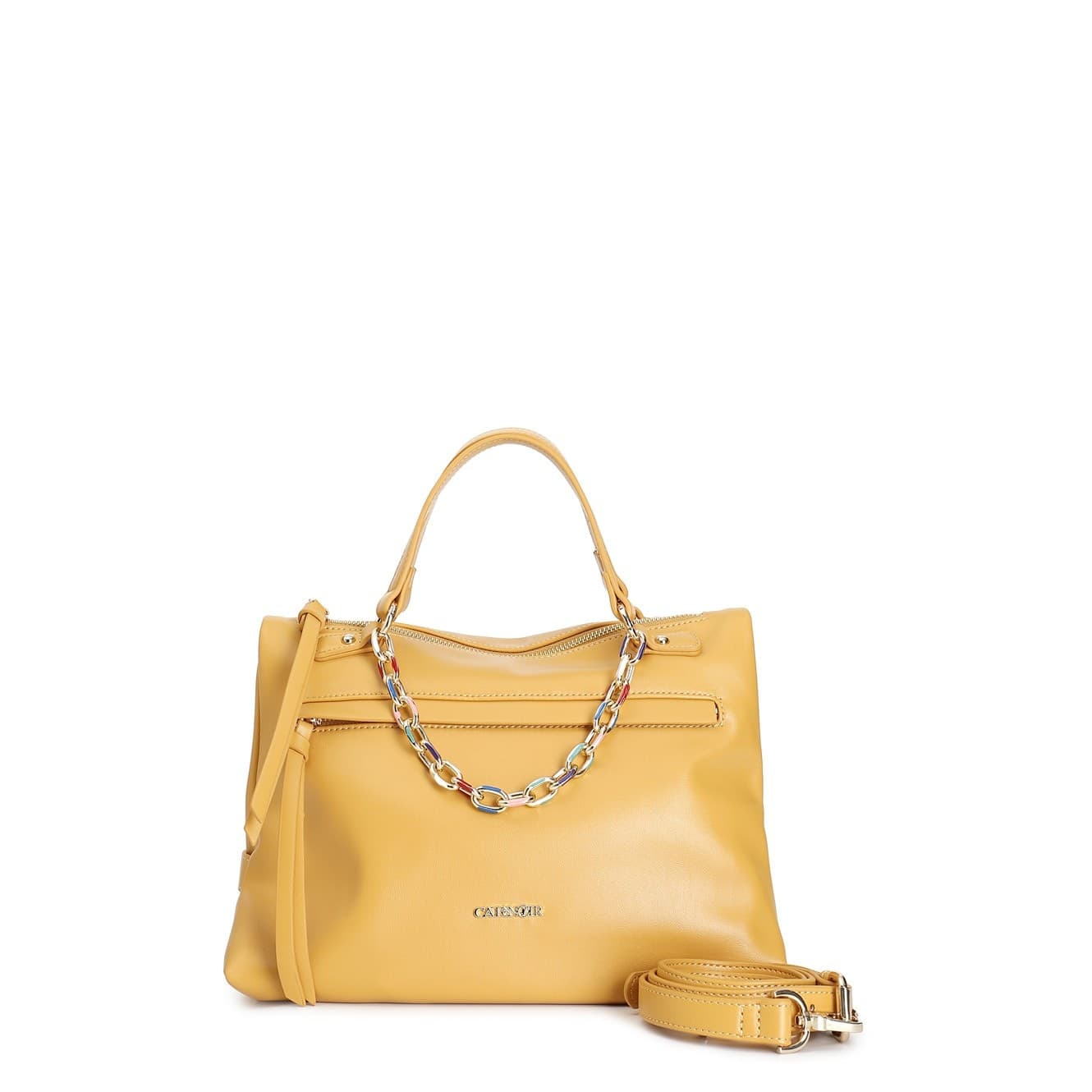 BAULETTO CON TASCA SUL DAVANTI E DECORAZIONE DI CATENA SMALTATA MULTICOLOR in Scatole 3A Moda Mare Sport - Bellaria Igea Marina, commercioVirtuoso.it