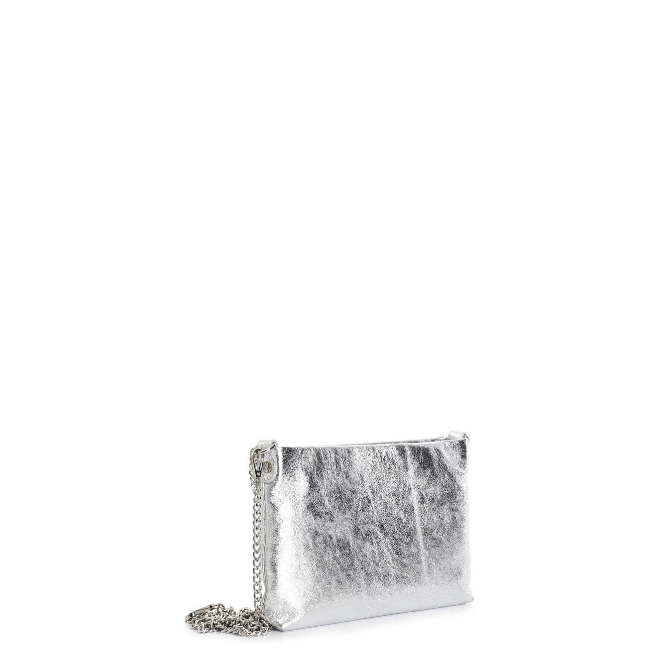 POCHETTE IN PELLE LAMINATA CON DOPPIA TARCOLLA IN CATENA in Pochette e Clutch 3A Moda Mare Sport - Bellaria Igea Marina, commercioVirtuoso.it