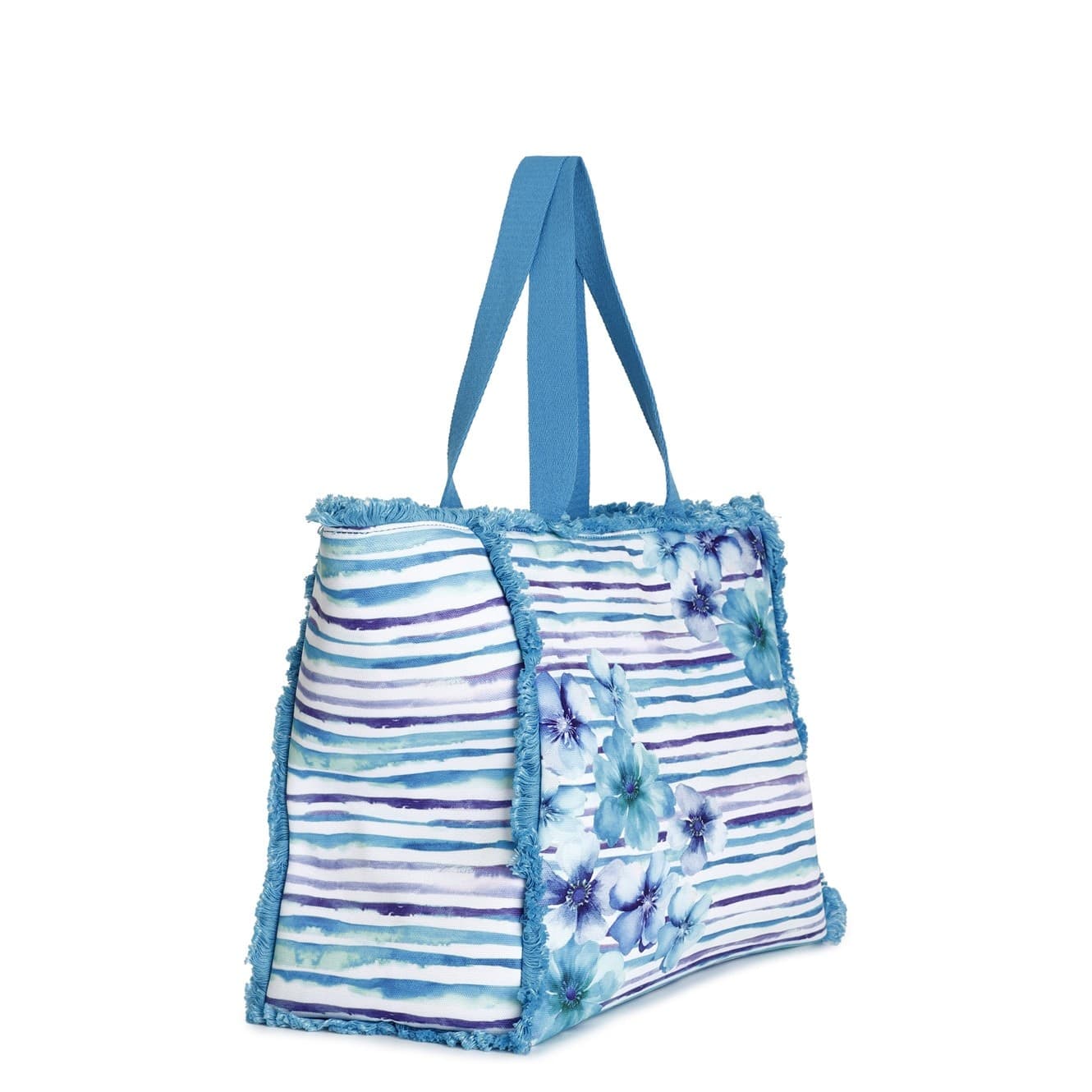 BORSA MARE IN TESSUTO STAMPATO CON FRANGINE E MANICI A NASTRO in Borse riutilizzabili per la spesa 3A Moda Mare Sport - Bellaria Igea Marina, commercioVirtuoso.it