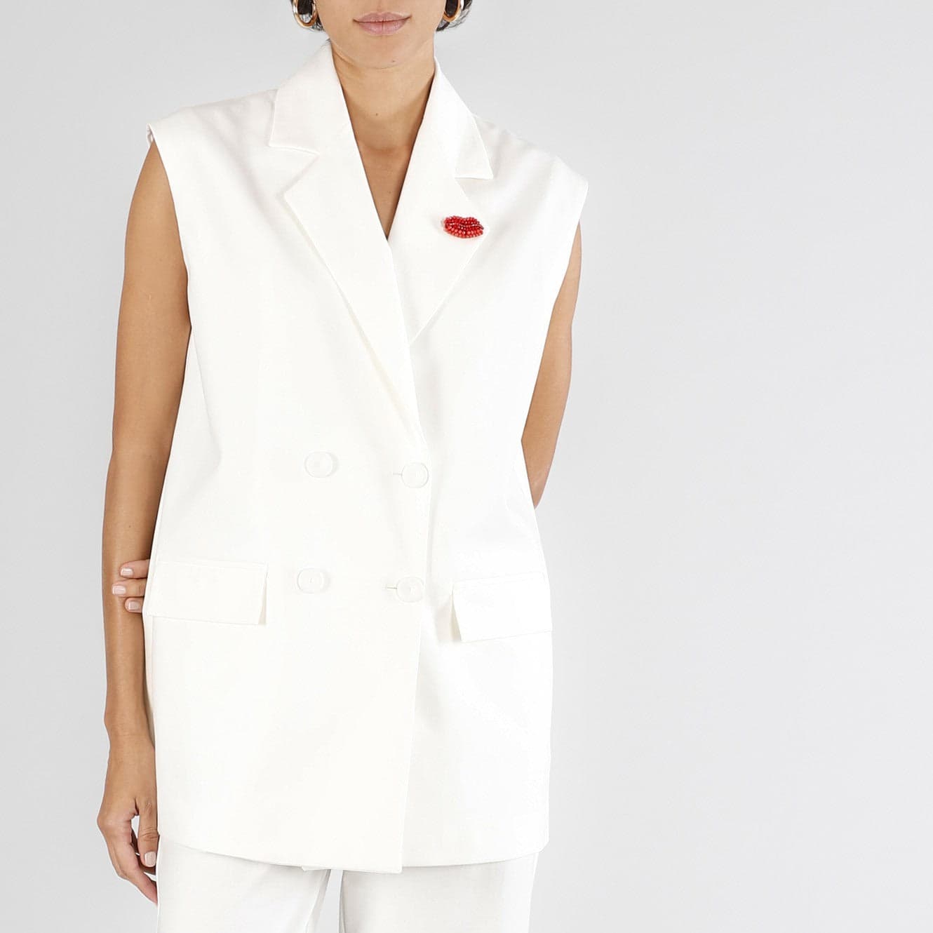 GILET DOPPIOPETTO OVERSIZE TESSUTO ELASTICIZZATO in Gilet 3A Moda Mare Sport - Bellaria Igea Marina, commercioVirtuoso.it