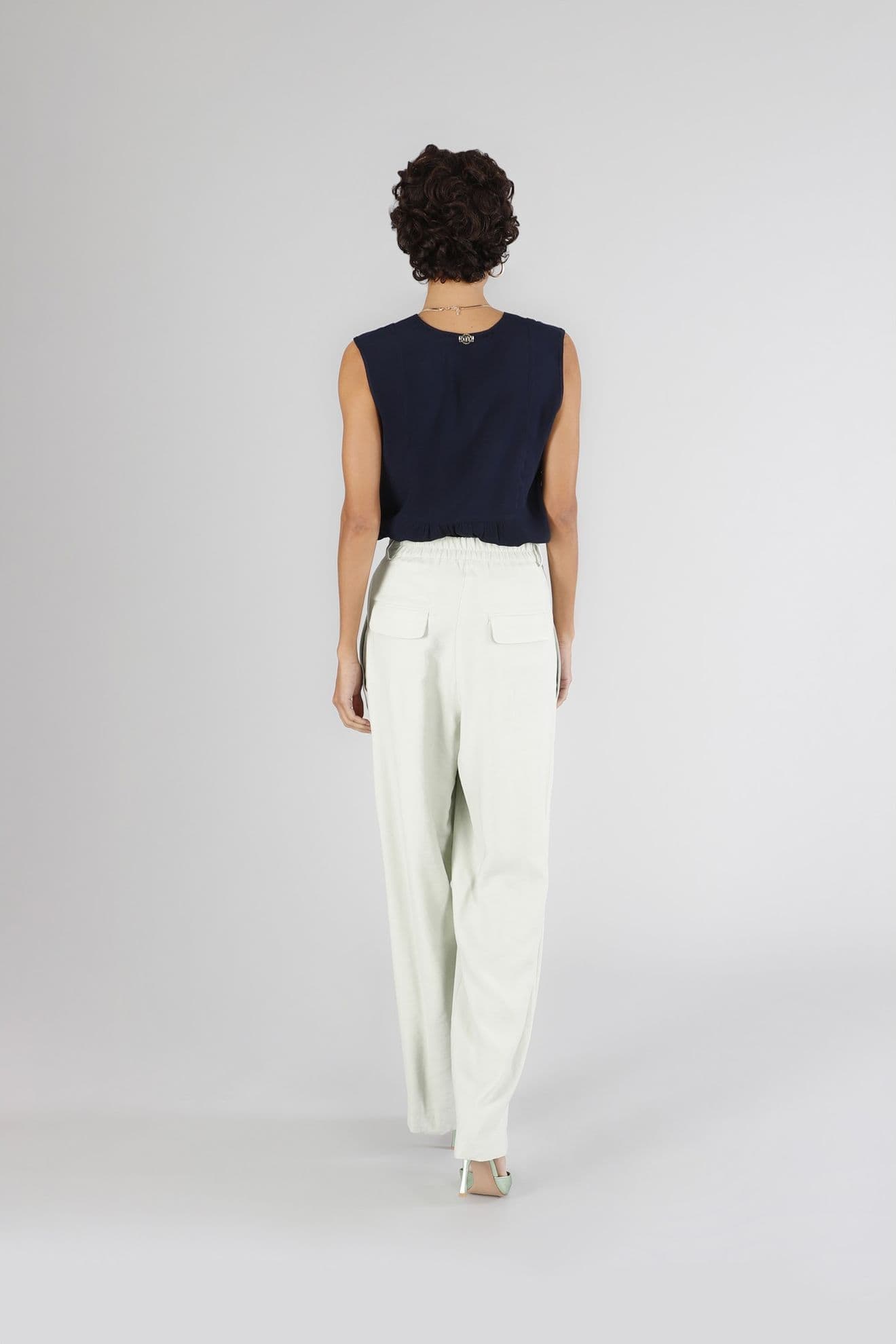 PANTALONE PALAZZO CON PINCES in Pantaloni 3A Moda Mare Sport - Bellaria Igea Marina, commercioVirtuoso.it