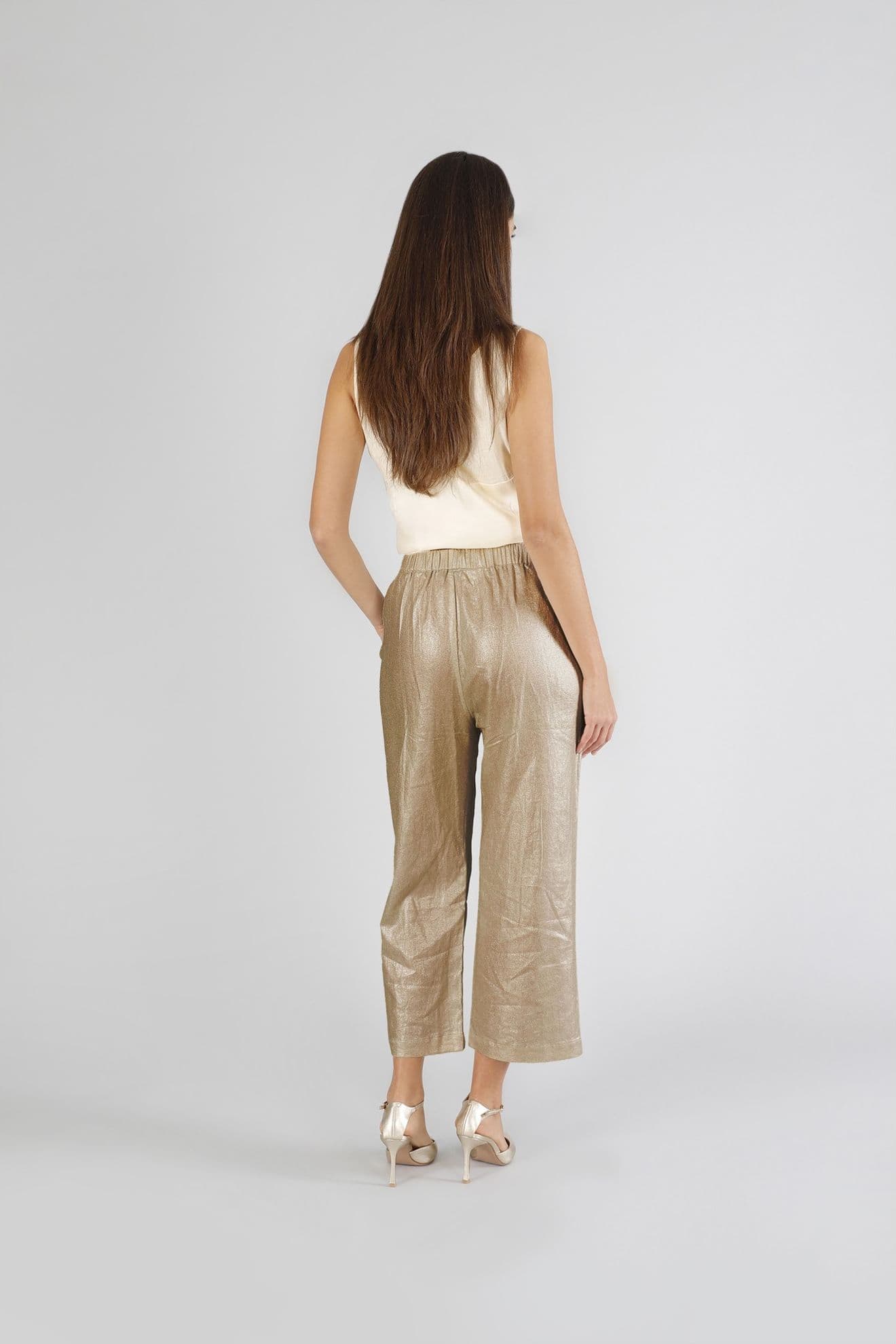 PANTALONE PALAZZO IN LINO PLACCATO in Pantaloni 3A Moda Mare Sport - Bellaria Igea Marina, commercioVirtuoso.it